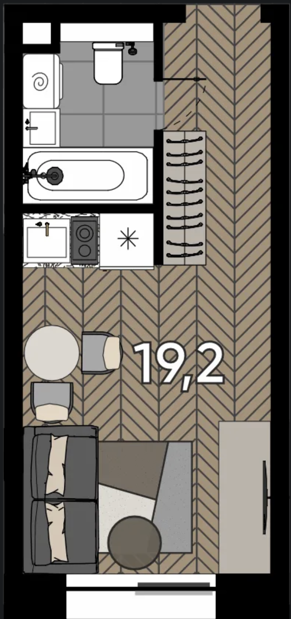 Студия 19,2 м²